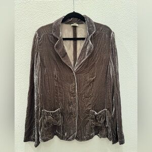 J JIll crushed velvet silk blend button up top